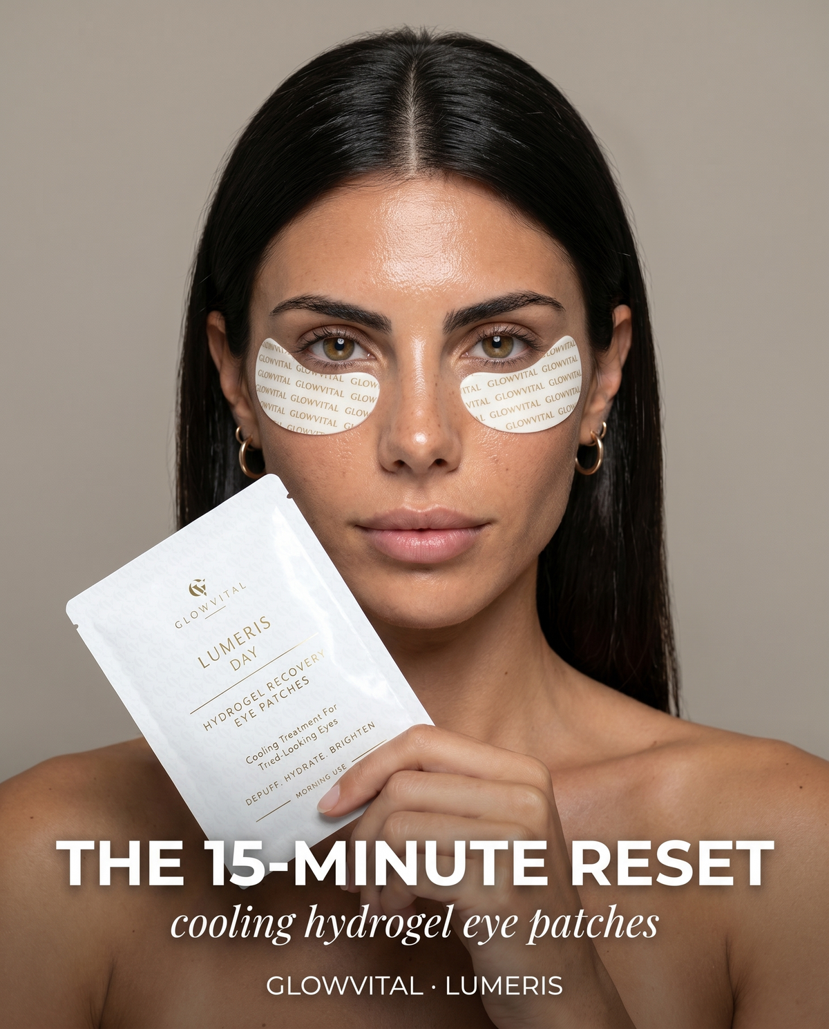 Lumeris cooling hydrogel under eye patches with peptides and hyaluronic acid