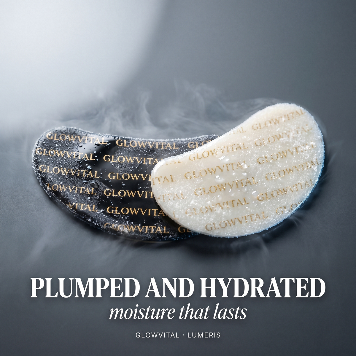 Lumeris hydrogel under eye patches, day and night formulas